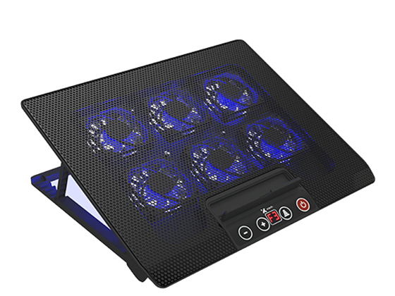 Xtech - COOLING PAD XTECH, PARA NOTEBOOK HASTA 17", USB, CON 6 VENTILADORES, LUCES LED AZUL