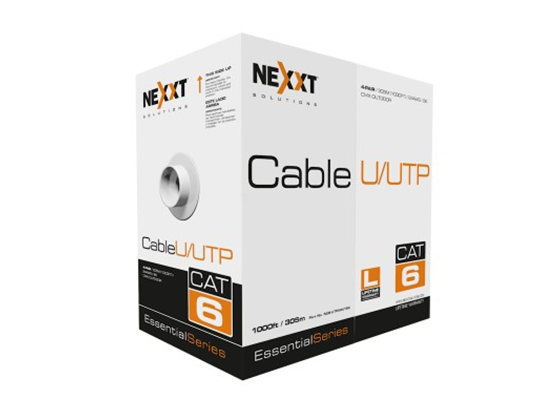 Nexxt Infrastructure - ROLLO DE CABLE UTP, CAT6, 1000 PIES, 24 AWG, 100% COBRE, EXTERIOR, CHAQUETA TIPO CMX, 4 PARES, 250HZ, NEGRO.
