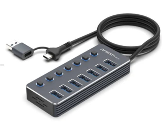 Argom - HUB USB TYPE C + USBA DE  7 PUERTOS (ARG-UB-0191)