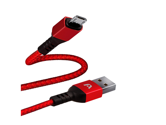 Argom - CABLE TIPO-A / MICRO-USB, 1.8M/6.0FT, NYLON TRENZADO, FLEXIBLE, ROJO. (ARG-CB-0021RD)
