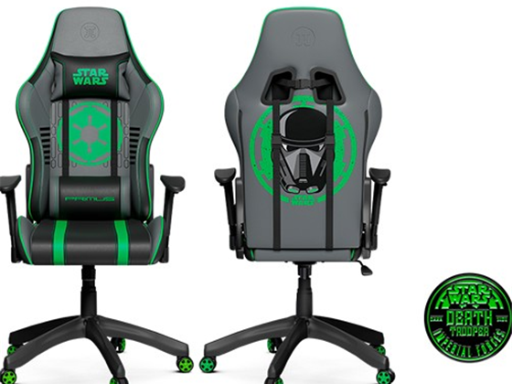 Primus - SILLA GAMING PRIMUS DEATH TROOPER THRONO 200S, ESPALDAR ALTO AJUSTABLE, REPOSO DE BRAZOS, ESPALDA Y CABEZA, ALTURA AJUSTABLE Y BASE CON RUEDAS ROBUSTAS, GRIS / VERDE
