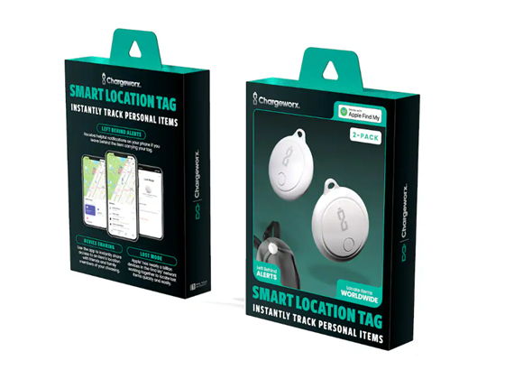 CHARGEWORX - PACK DE 2 RASTREADORES AIRTAG CHARGEWORX, COMPATIBLE CON APPLE FIND MY