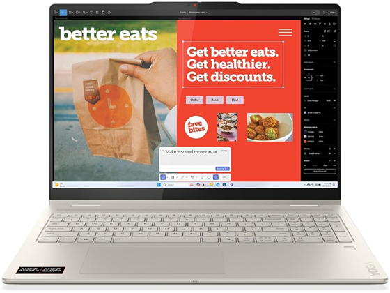 Lenovo - LAPTOP YOGA 7, 2 EN 1, 16" WUXGA IPS TOUCHSCREEN, AMD RYZEN AI 7 350, 16GB RAM, 1TB SSD PCIE, WINDOWS 11 PRO, 1080P FHD CAMERA, BLUETOOTH 5.4, WIFI 7 SEASHELL, RADEON 860M, BACKLIT, FINGER PRINT READER