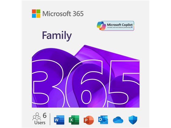 Microsoft - LICENCIA ELECTRONICA MICROSOFT 365 FAMILY - SUBSCRIPTION LICENSE (1 YEAR) - UP TO 6 PEOPLE,  ESD, 32/64-BIT, WIN, MAC, ANDROID, IOS, ALL LANGUAGES.