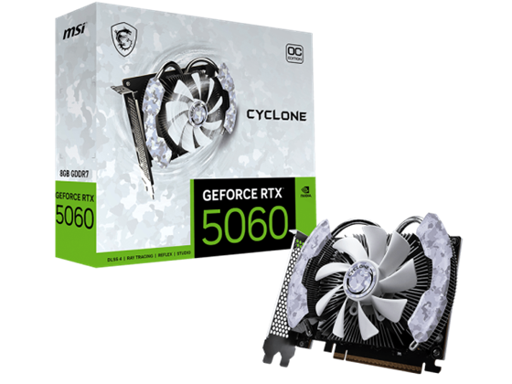 Msi - TARJETA DE VIDEO MSI GEFORCE RTX 5060 8G CYCLONE OC, PCI EXPRESS GEN 5, 3840 MHZ, 8GB GDDR7