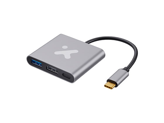 Xtech - ADAPTADOR MULTIPUERTOS XTECH 3 EN 1 (DOCKING), USB-C, 1X HDMI / 1X USB-A 3.0 / 1X USB-C HEMBRA, GRIS