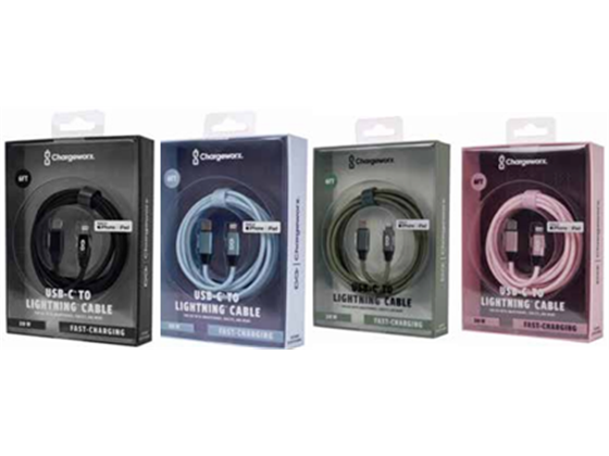 CHARGEWORX - CABLE PARA SMARTPHONES & TABLETS, LIGHTNING, 6FT, SILVER