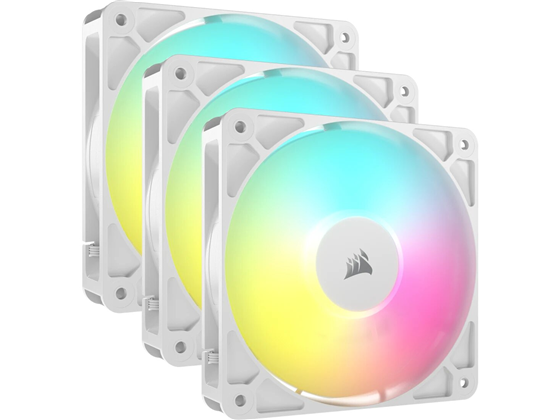 Corsair - ABANICO RS120 ARGB PARA CASE 120MM BLANCO, PAQUETE 3 UNIDADES, RODAMIENTO MAGNETICO, CONECTOR PWM 4 PINES EN CADENA