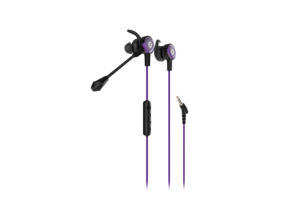 Primus - AUDIFONO CON MICROFONO ARCUS 90T, GAMING, MICROFONO DESMONTABLE, CONTROL DE VOLUMEN, IN EAR, COMPATIBLE CON PC, CONSOLAS Y LAPTOPS, NEGRO/MORADO