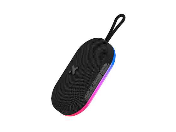 Xtech - BOCINA PEARL BLUETOOTH V5.4, CON LUZ LED, 5W, RANURA MICRO SD, 8 HORA DE REPRODUCCION, BASE MAGNETICA NEGRO