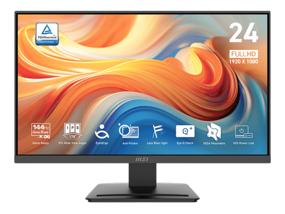 Msi - MONITOR MSI PRO MP243L E14, 23.8", FLAT, FHD (1920 X 1080) , 144 HZ, IPS, COLOR NERO