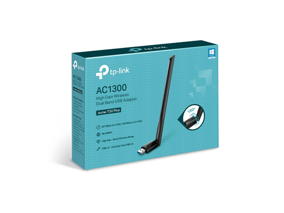 TP-Link - ADAPTADOR USB INALÁMBRICO TP-LINK ARCHER T3U PLUS, AC1300,
