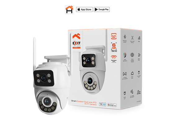 Nexxt - CAMARA DE VIGILANCIA  DUAL LENS SMART (HOME AUTOMATION), 2K, PTZ, DIA Y NOCHE, OUTDOOR, RANURA MICRO SD + CLOUD, WIFI AC, IP65, SOFTWARE DE GRABACION, COMUNICACIÓN DE DOBLE VIA, LUCES SE ACTIVAN POR MOVIMIENTO