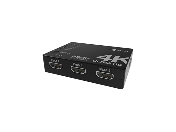 Xtech - SWITCH HDMI, 5 PUERTOS, SOPORTE HASTA 4K 30HZ (XHA-430)