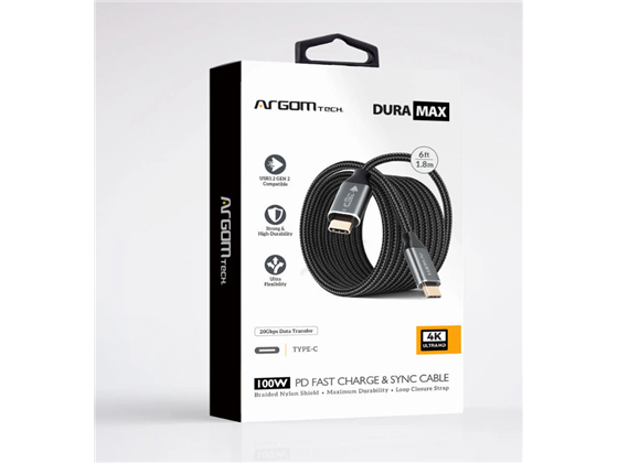Argom - CABLE TIPO-C A TIPO-C ARGOM DE CARGA Y SINCRONIZACIÓN ULTRA RÁPIDA 100W, USB 3.2 GEN2