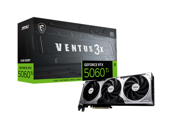 Msi - TARJETA DE VIDEO MSI GEFORCE RTX 5060 TI 16G VENTUS 3X OC, PCI EXPRESS GEN 5, 2617 MHZ, 16GB GDDR7
