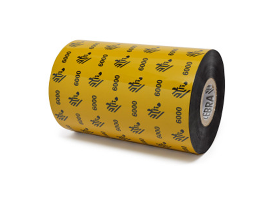 06000BK11045 - CINTA (ROLLO) DE CERA 6000 PARA IMPRESORA ZEBRA, TRANSFERENCIA TERMICA, 4,33 " X 1476", NUCLEO 1", NEGRO