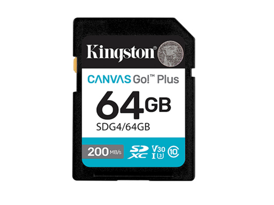 Kingston - MEMORIA SD 64GB KINGSTON, CANVAS GO PLUS 200MB/S C10, UHS-I, TARJETA SD