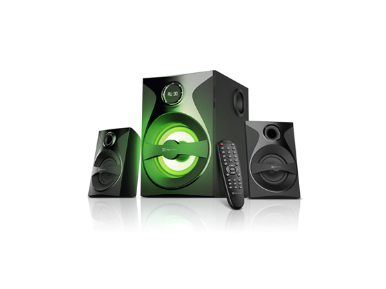 Klip Xtreme - BOCINAS BLUFUSION, 2.1, 56W, PANTALLA LED, LUCES LED MULTICOLOR, BT, NFC, RANURAS SD, USB, 3.5MM