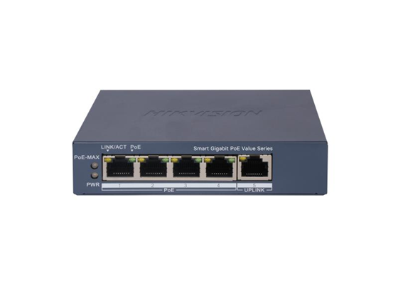 HIKVISION - SWITCH 5 PUERTOS HIKVISION, 4 GIGABIT POE, 1 UPLINK, 300M (CAMARA)