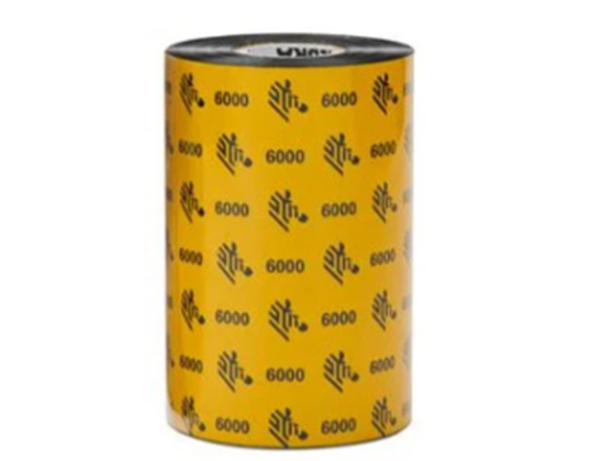 06000GS11007 - CINTA (ROLLO) DE CERA 6000 PARA IMPRESORA ZEBRA, TRANSFERENCIA TERMICA, 4.33" X 244', (110MM X 70MM),  NUCLE 0.5" (12MM), NEGRO
