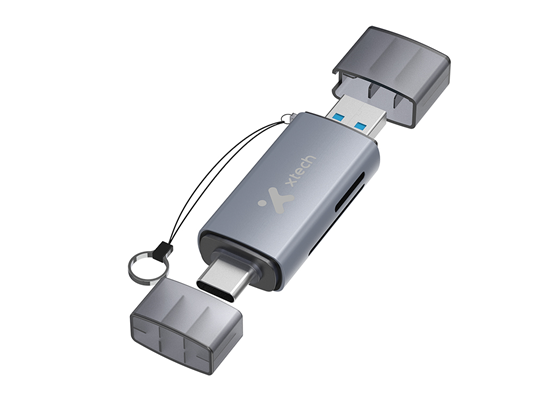 Xtech - LECTOR DE MEMORIA XTECH 2 EN 1, OTG, USB-A 3.0 Y USB-C, TARJETA SD Y MICRO SD, (XTC-581)