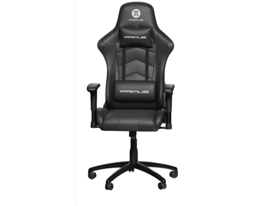 Primus - SILLA GAMING PRIMUS THRONO, DE PVC TIPO PIEL, ESPALDAR ALTO AJUSTABLE, REPOSO DE BRAZOS, ESPALDA Y CABEZA, ALTURA AJUSTABLE Y BASE CON RUEDAS ROBUSTAS, NEGRO (PCH-103BK)