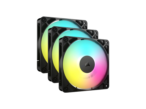 Corsair - ABANICO RS120 ARGB PARA CASE 120MM NEGRO, PAQUETE 3 UNIDADES, RODAMIENTO MAGNETICO, CONECTOR PWM 4 PINES EN CADENA