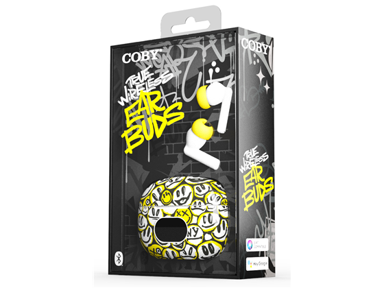 Coby - AUDIFONOS COBY EARBUDS, INALAMBRICO, CONTROL TACTIL, PANTALLA LCD, COLOR BLANCO/AMARILLO