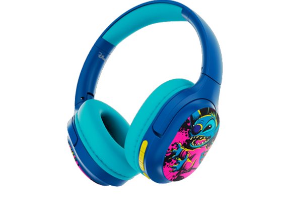 Xtech - AUDIFONO CON MICROFONO WIRELESS DISNEY STICH, BT 5.3, HASTA 9 HORAS DE REPRODUCCION, PUERTO DE CARGA USB-C, AZUL