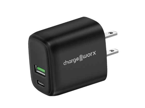 CHARGEWORX - CARGADOR DE PARED DUAL USB , NEGRO