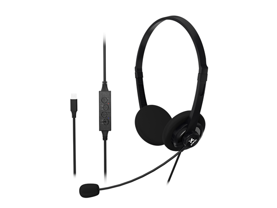 Xtech - AUDIFONO CON MICROFONO, USB-C, ESTEREO, CON CONTROL DE VOLUMEN Y MUTE, MICROFONO CON CANCELACION DE RUIDO AMBIENTAL, NEGRO