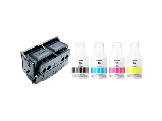 Canon - KIT DE TINTAS CANON GI-16 (BK,C,M,Y) + CABEZAL MAXIFY (G1500, G2500, G3500, G4200, G6100, G7100)