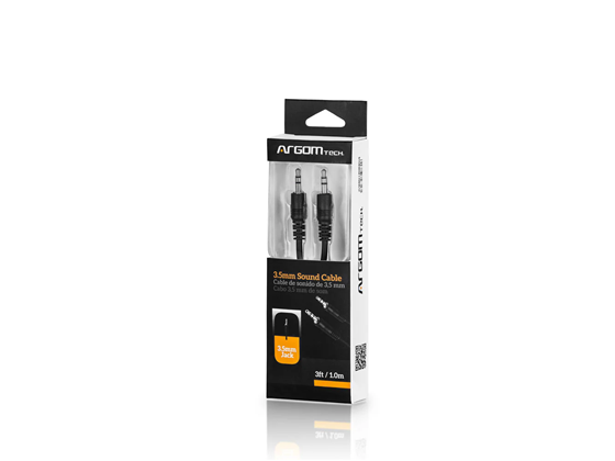 Argom - CABLE AUDIO, 3 PIES, NEGRO. PARA CELULAR.