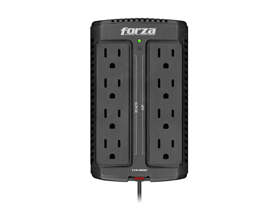 Forza - REGULADOR DE VOLTAJE 900VA - 450 WATTS, REGLETA DE 8 SALIDAS, 110V, INDICADORES LED DE ESTADO, FVR-9001M