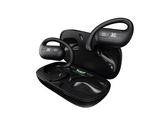 Klip Xtreme - AUDIFONO CON MICROFONO OPENBUD COM, BLUETOOTH 5.3, (OPEN EAR DESIGN), HASTA 20 HORAS DE REPRODUCCION, CANCELCION DE RUIDO, IPX5 RESISTENTE AL AGUA, ESTUCHE CARGADOR USB-C MAGNETICO, BLACK