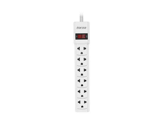 Forza - PROTECTOR REGLETA FORZA, 6 OUTLETS 110V/15A/2220W, BREAKER, PROTECTOR REGLETA, 6 SALIDAS 110V/15A/2220W, BREAKER, BLANCA