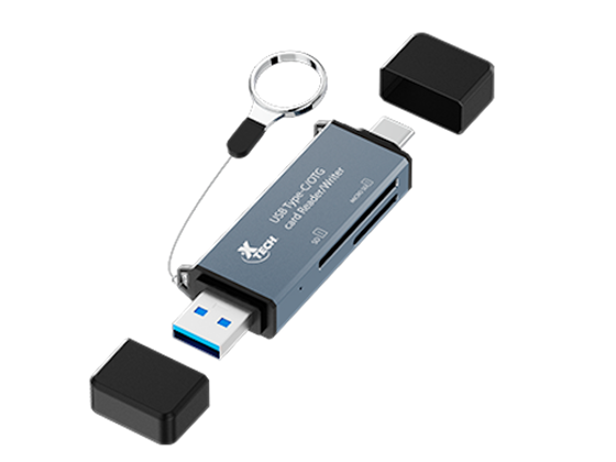 Xtech - LECTOR DE MEMORIA XTECH 2 EN 1, USB-A 3.0 Y USB-C, TARJETA SD Y MICRO SD