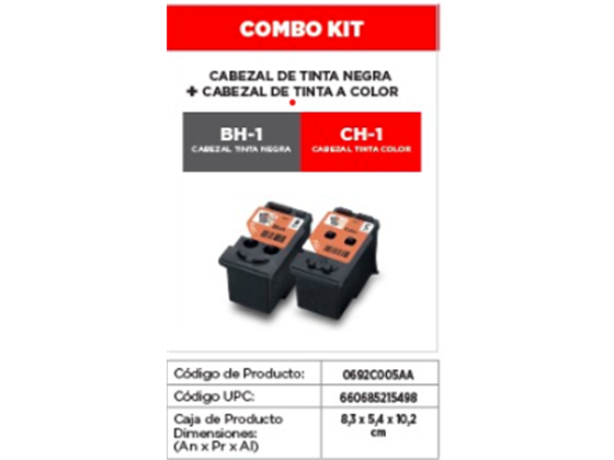 Canon - KIT CABEZAL DE TINTA NEGRA (BH-1) + CABEZAL DE TINTA A COLOR (CH-1)  PARA IMPRESORAS CANON SERIE G.