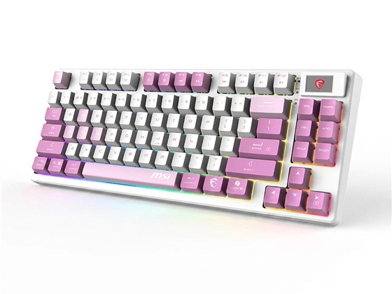 Msi - TECLADO MSI FORGE GK600 TKL W VIOLET US, WIRELESS 2.4 GHZ, SWITCHES MECANICO LINEAL, CABLE 1.8M (USB 2.0), BLUETOOTH,  LED RGB, COLOR BLANCO/VIOLETA