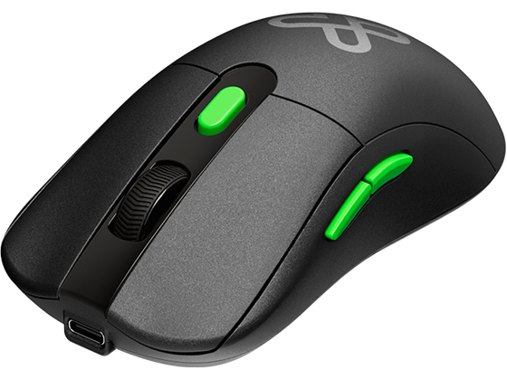 Klip Xtreme - MOUSE WIRELESS ECOLAST, 6 BOTONES, 2.4 GHZ, ADAPATDOR USB, CON BATERIA RECARGABLE, MULTIPLES DISPOSITIVOS (BT - USB-A - USB-C) NEGRO / BOTONES VERDES
