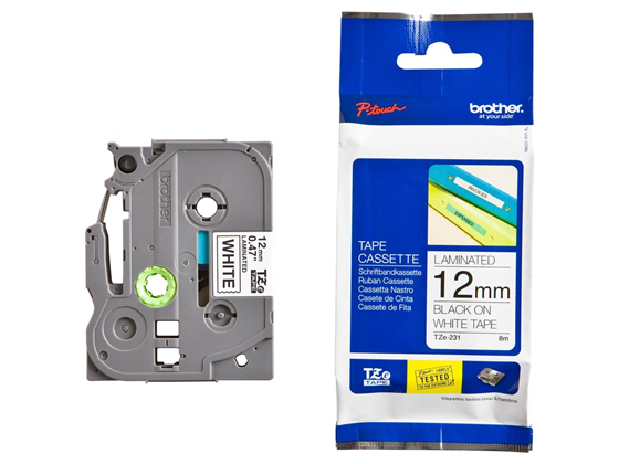 Brother - CINTA BROTHER TZE-231 1/2" TEXTO NEGRO SOBRE BLANCO, ADHESIVO ESTANDAR, 0.47" X 26.25' - COMPATIBLE CON IMPRESORAS PTD220 Y PT-H110