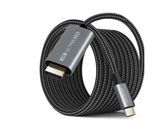 Argom - CABLE USB-C A HDMI, 6 PIES 4K 30HZ, NYLON, NEGRO.