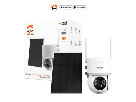 Nexxt - CAMARA DE VIGILANCIA SOLAR SMART (HOME AUTOMATION), 2K, PTZ, COLOR DIA Y NOCHE, OUTDOOR, RANURA MICRO SD + CLOUD, WIFI AC, IP65, SOFTWARE DE GRABACIÓN, SE ACTIVAN CON LA VOZ, SIRENA INTEGRADA, LUCES SE ACTIVAN POR MOVIMIENTO