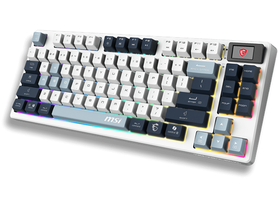 Msi - TECLADO MSI FORGE GK600 TKL W SKY US, WIRELESS 2.4 GHZ, SWITCHES MECANICO LINEAL, CABLE 1.8M (USB 2.0), LED RGB, IDIOMA INGLES, COLOR GRIS/AZUL